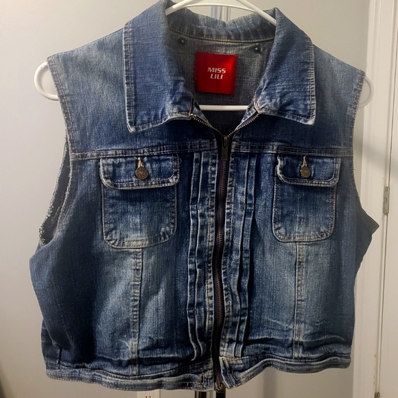 Miss Lili Jackets & Blazers - Blue jeans zip up vest/jacket